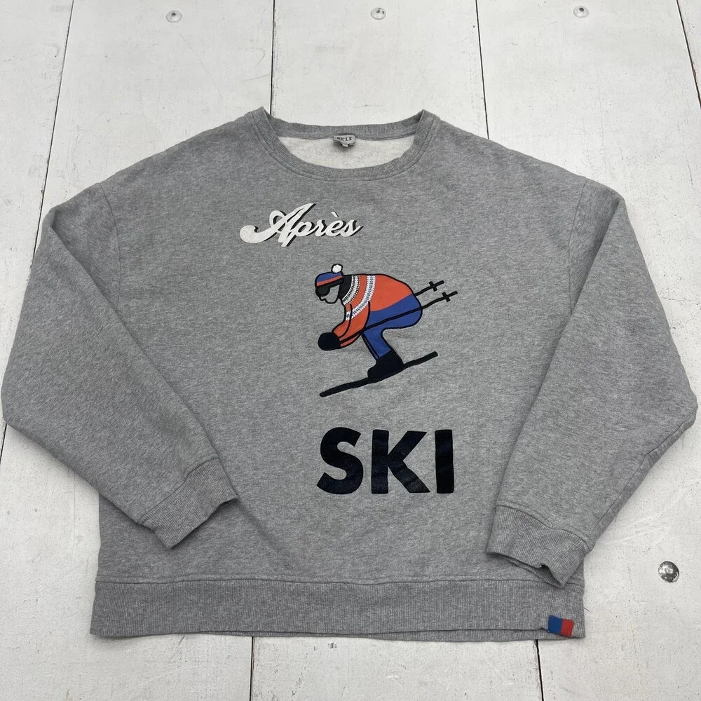 Kule Sweatshirt Womens Medium Gray Apres Ski Graphic Crewneck Organic Cotton - Picture 1 of 8
